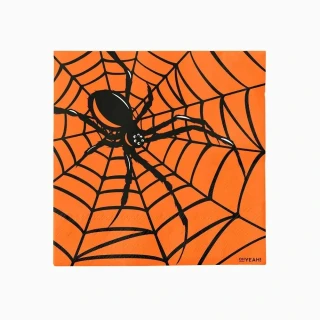 Papírové ubrousky oranžové Halloween Pavouk 30 ks