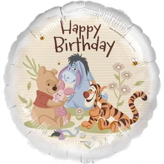 Fóliový balónek kruh Medvídek Pú Happy birthday 45 cm