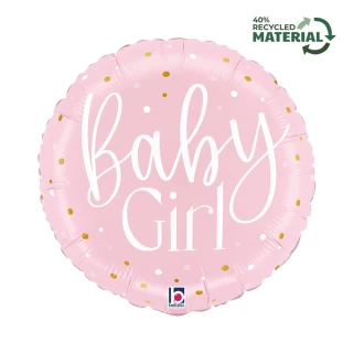 Foliový balonek Baby Girl růžový s puntíky 46 cm
