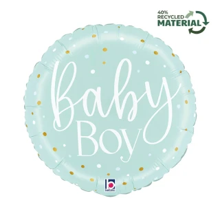 Foliový balonek Baby Boy modrý s puntíky 46 cm