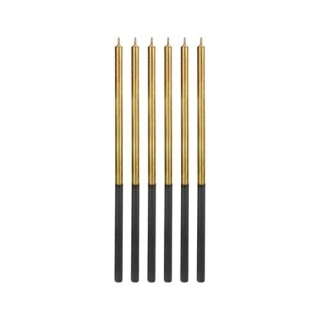 Dortové svíčky dlouhé Chrome zlaté 6 ks