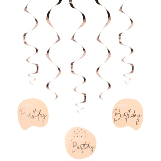 Závěsné spirály Happy Birthday Elegant Lush Blush 5 ks