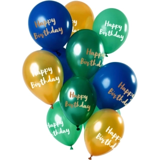 Latexové balonky Green-gold 33 cm - 12 ks
