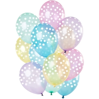 Latexové balonky transparentní s puntíky 30 cm - 12 ks