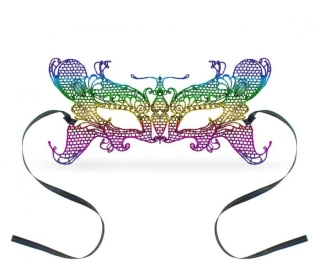 Krajková škraboška duhová