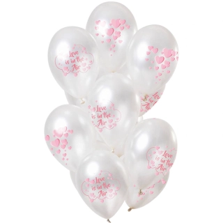 Latexové balonky metalické Love is in the air 30 cm - 12 ks