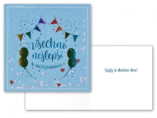 Narozeninové přání modré Všechno nejlepší