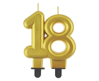 Svíčka narozeninová číslice 18 metalická zlatá