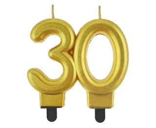Svíčka narozeninová číslice 30 metalická zlatá