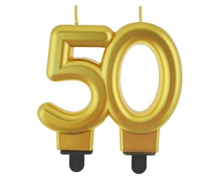 Svíčka narozeninová číslice 50 metalická zlatá