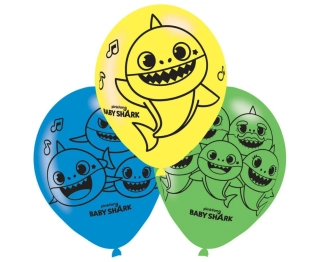 Latexové balonky Baby Shark 6 ks - 28 cm