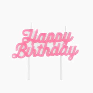 Dortová svíčka Happy Birthday pastelově růžová