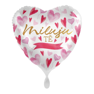 Foliový balonek Miluju tě s doplněním jména srdce 43 cm