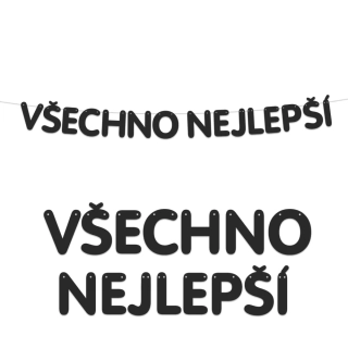 Papírová girlanda nápis Všechno nejlepší černý 130 cm