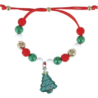 Korálkový náramek s vánočním stromečkem