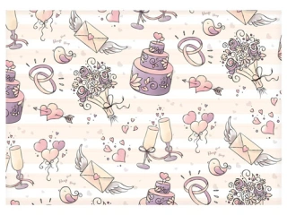 Balící papír svatební - fialové motivy - 100 x 70 cm - 2 ks