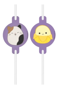 Papírová brčka s medailonky Squishmallows 4 ks