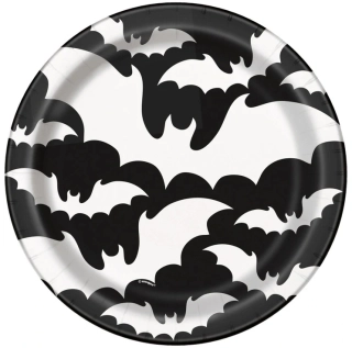 Papírové talířky Halloween Netopýři 22 cm - 8 ks