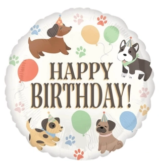 Fóliový balonek Happy Birthday Pejsci 45cm