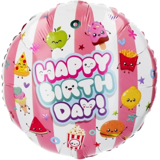 Fóliový balonek Happy Birthday roztomilé jídlo 45 cm