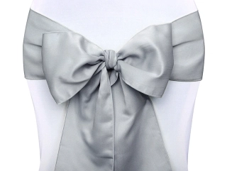 Dekorační mašle na židli - stříbrná 275 x 15 cm, 10 ks