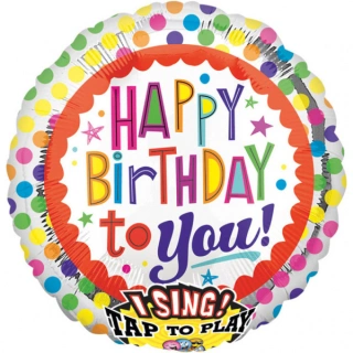 Foliový zpívající balonek Happy Birthday 71 cm