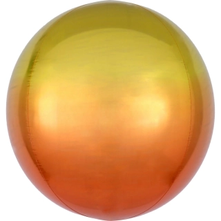 Foliový balonek koule Ombre Orbz žlutá a oranžová 40 cm