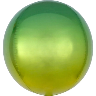 Foliový balonek koule Ombre Orbz žlutá a zelená 40 cm