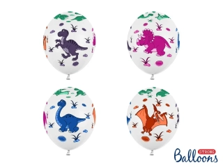 Latexové balonky Dinosauři barevní 30 cm 6 ks