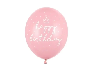 Latexové balonky Happy Birthday světle růžové 30 cm - 6 ks