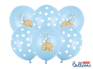 Latexové balonky Sloník - světle modré 30 cm - 6 ks