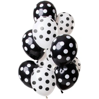 Latexové balonky černo-bílé 30 cm - 12 ks