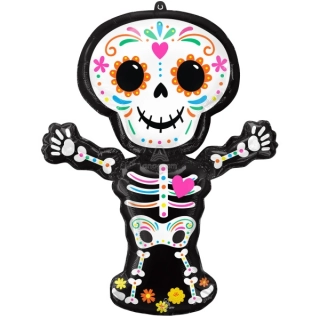 Foliový balonek halloween - Day of the dead holografický kostlivec 66 x 86 cm