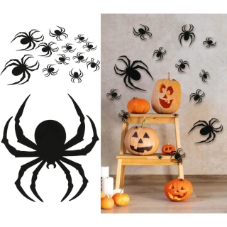 Dekorace na Halloween černá Pavouci 12 ks