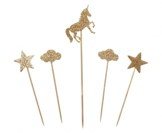 Napichovátka třpytivý Unicorn zlaté 5 ks