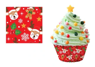 Papírové vánoční košíčky na muffiny Sob a perníček 50 ks