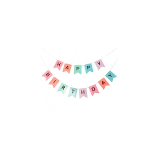 Party nápis Girlanda Happy Birthday pastel - dvoupatrová