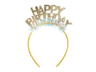 Narozeninová čelenka Happy Birthday zlatá
