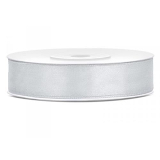 Saténová stuha stříbrná 12 mm x 25 m