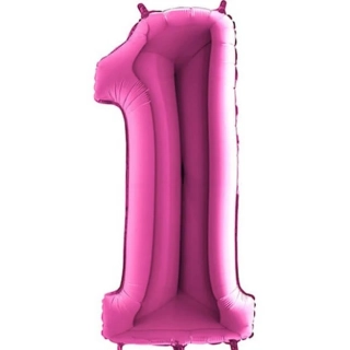 Foliová číslice - růžová 1 - 102 cm