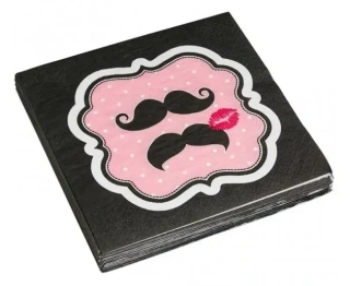 Papírové party ubrousky Kníry 20 ks