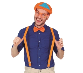 Oranžový kostýmový set Brýle Kšandy Motýlek Čepice