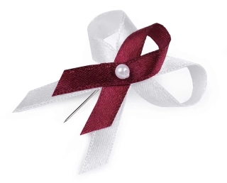 Svatební vývazek bordeaux - bílý