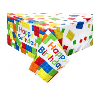 Plastový party ubrus s motivem Stavebnice 137 x 213 cm