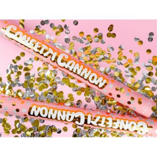 Vystřelovací konfety Zlatá a stříbrná kolečka 60 cm