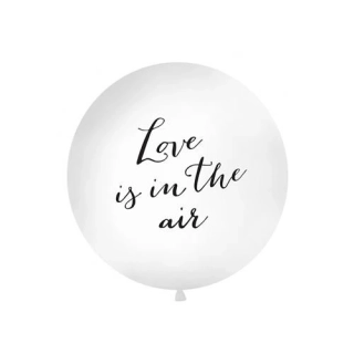Obří nafukovací balon bílý "Love is in the air" - 1 m