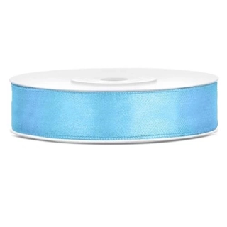 Saténová stuha azurová - světle modrá 12 mm x 25 m
