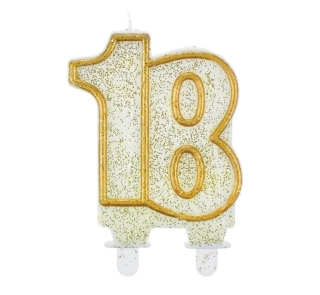 Svíčka narozeninová číslice 18 zlatá