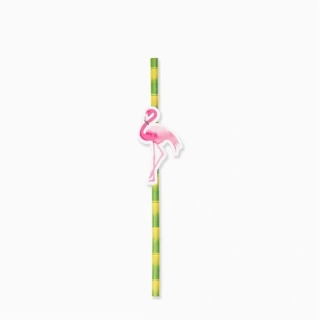 Papírová brčka Plameňák 20 cm - 8 ks