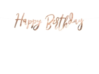 Party nápis rose gold Happy Birthday 62 cm